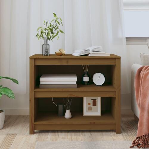 Bogreol 80x35x68 cm massivt fyrretræ gyldenbrun