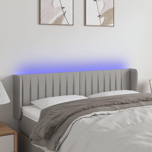 Sengegavl med LED-lys 147 x 16 x 78/88 cm - lysegrå