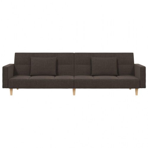 2-personers sovesofa med 2 puder stof brun