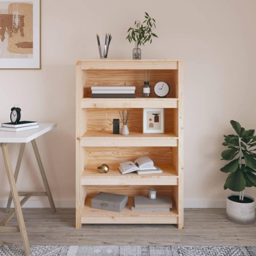 Bogreol 80x35x126 cm massivt fyrretræ