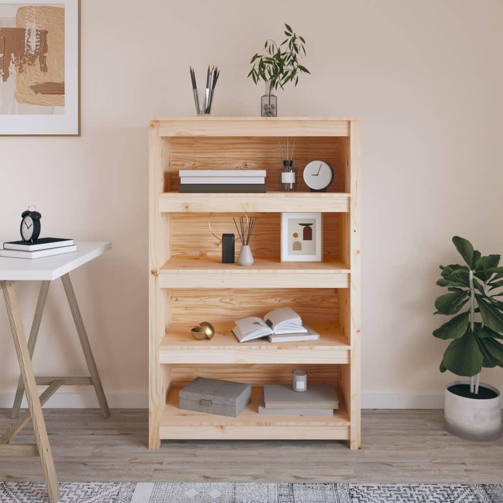 Bogreol 80x35x126 cm massivt fyrretræ