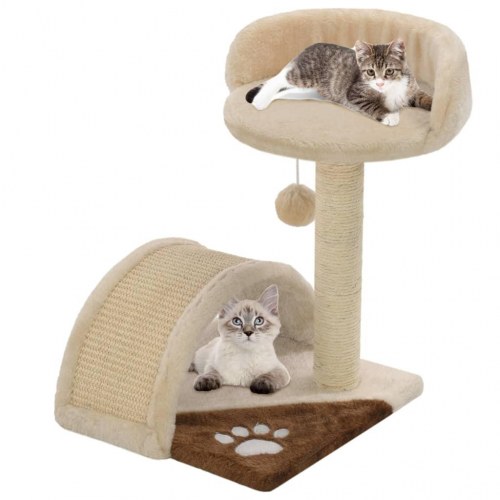 Kradsetræ til katte med sisal-kradsestolper 40 cm - beige/brun