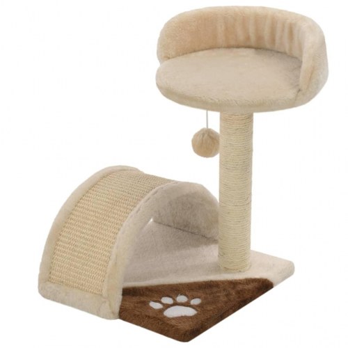 Kradsetræ til katte med sisal-kradsestolper 40 cm - beige/brun