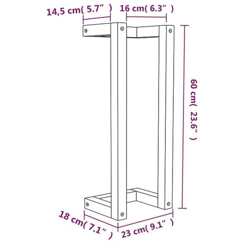 Håndklædeholder 23x18x60 cm massivt fyrretræ