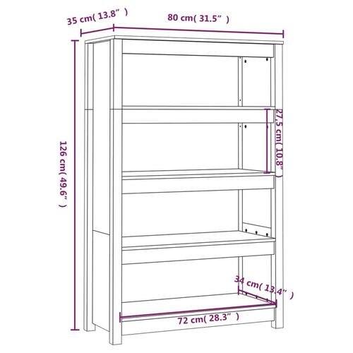 Bogreol 80x35x126 cm massivt fyrretræ hvid