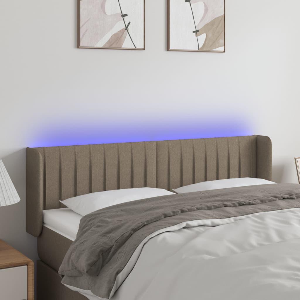 Sengegavl med LED-lys 147x16x78/88 cm - stof gråbrun