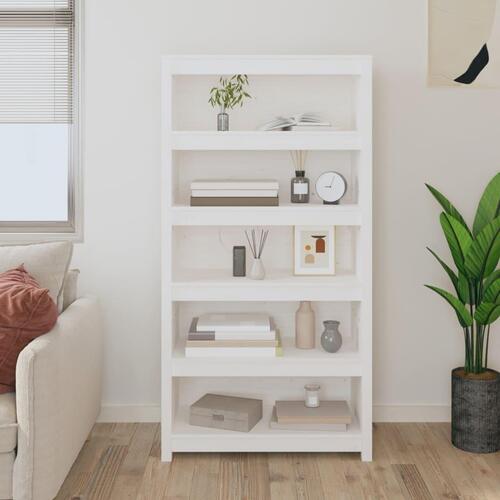 Bogreol 80x35x154 cm massivt fyrretræ hvid