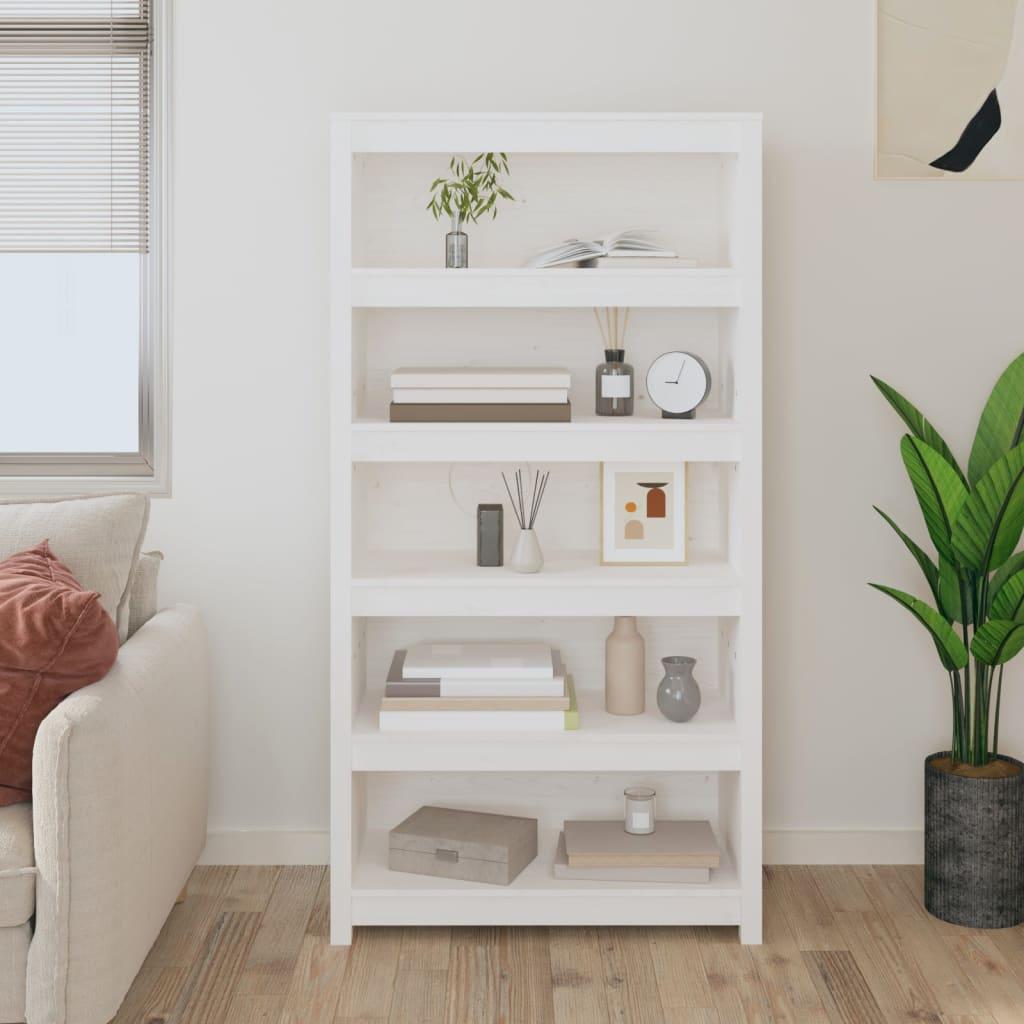 Bogreol 80x35x154 cm massivt fyrretræ hvid