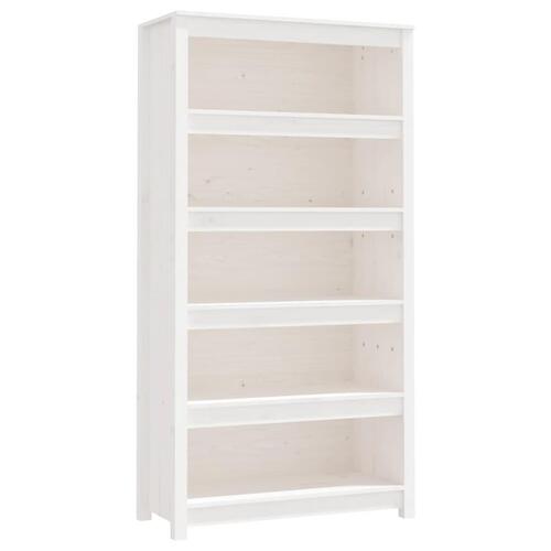 Bogreol 80x35x154 cm massivt fyrretræ hvid