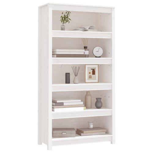 Bogreol 80x35x154 cm massivt fyrretræ hvid