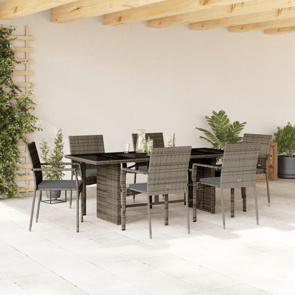 Spisebordssæt Til Haven 9 Dele Med Hynder Polyrattan - 6 / Grå / Nej