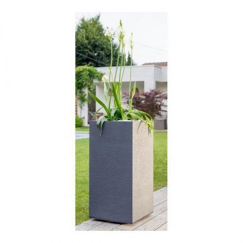 Krukke EDA - firkantet 39,5 × 39,5 × 80 cm, grå/mørkegrå plastik