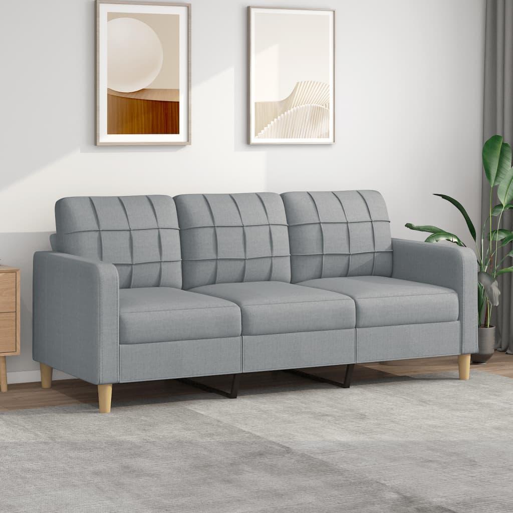 3 Personers Sofa 180 Cm Stof Lysegrå