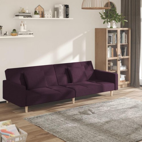 2-personers sovesofa med 2 puder stof lilla
