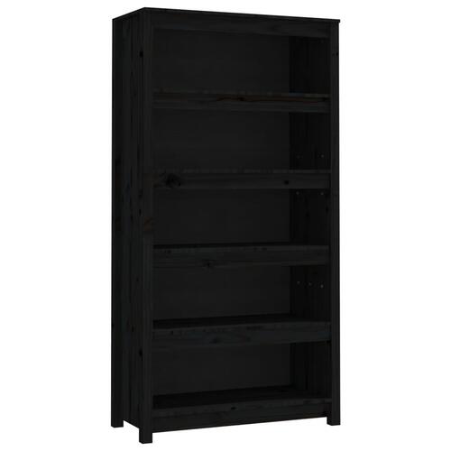 Bogreol 80x35x154 cm massivt fyrretræ sort