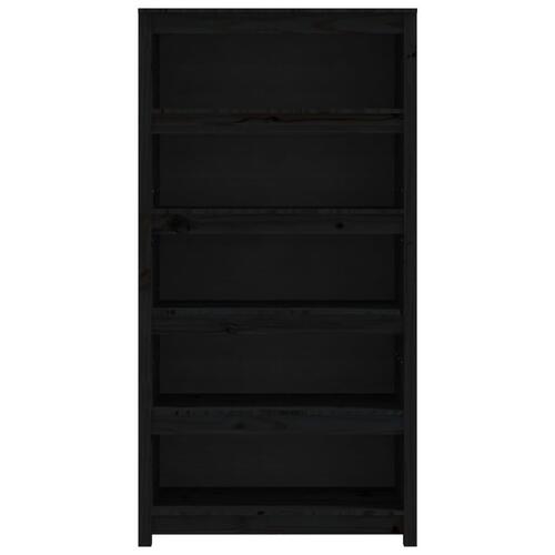 Bogreol 80x35x154 cm massivt fyrretræ sort