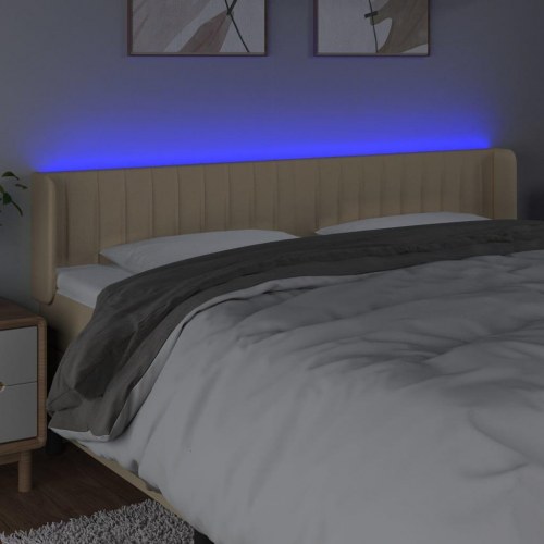 Sengegavl med LED-lys 163 x 16 x 78/88 cm - cremefarvet