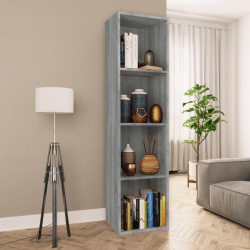 Bogreol / tv-bord 36 × 30 × 143 cm - grå sonoma-eg, konstrueret træ