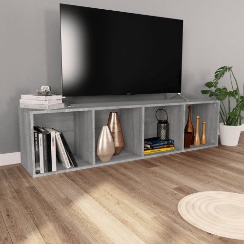 Bogreol / tv-bord 36 × 30 × 143 cm - grå sonoma-eg, konstrueret træ