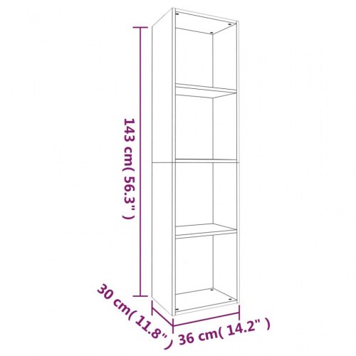 Bogreol / tv-bord 36 × 30 × 143 cm - grå sonoma-eg, konstrueret træ