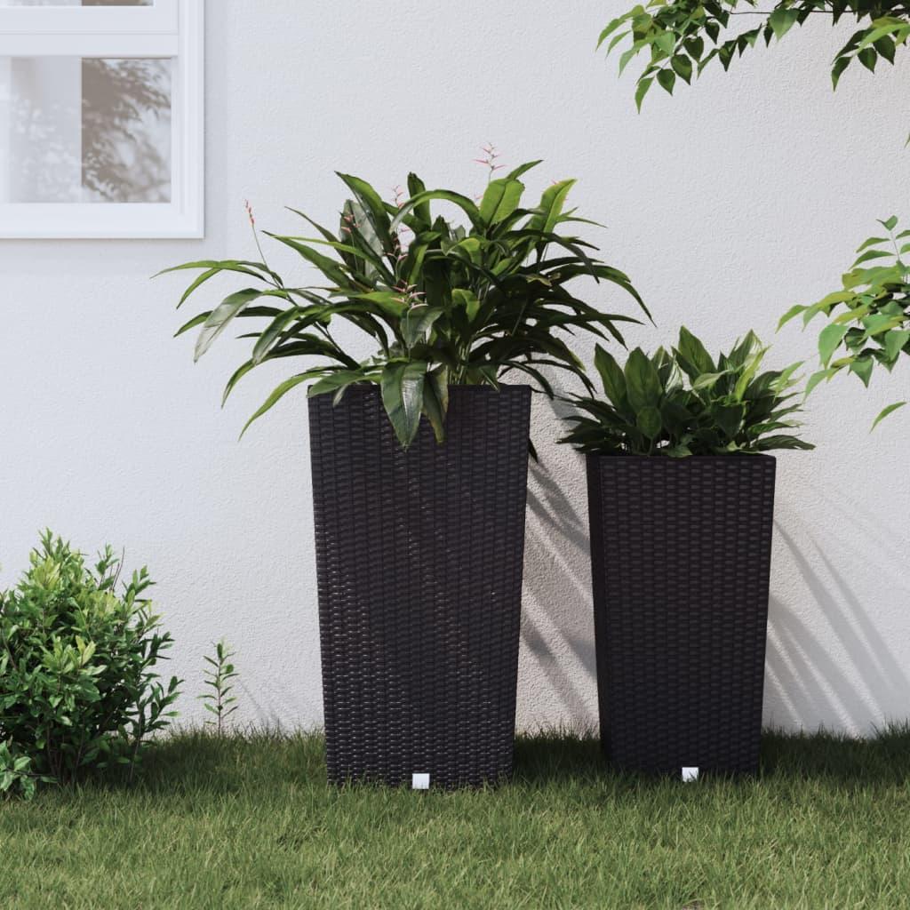 Plantekrukke i rattanlook med udtagelig indsats, antracit - 21/49 l