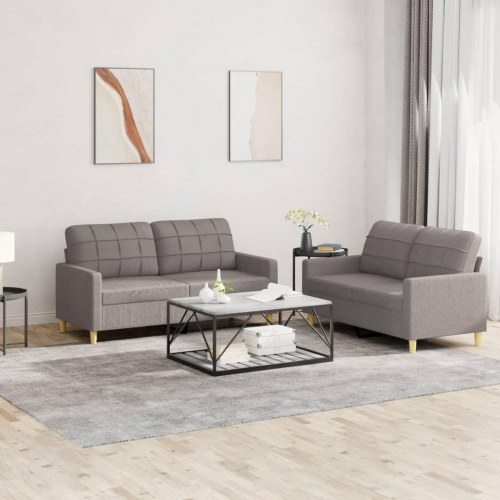 Sofasæt i stof - 2-personers x 2 med hynder, gråbrun