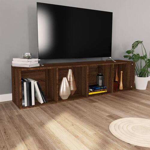 Bogreol/tv-skab 36x30x143 cm konstrueret træ brun egetræ