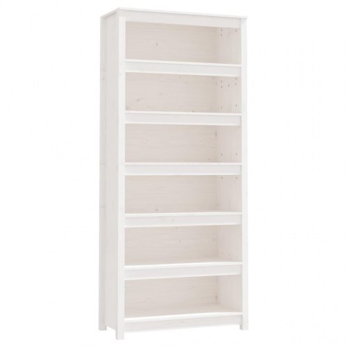 Bogreol 80x35x183 cm massivt fyrretræ hvid