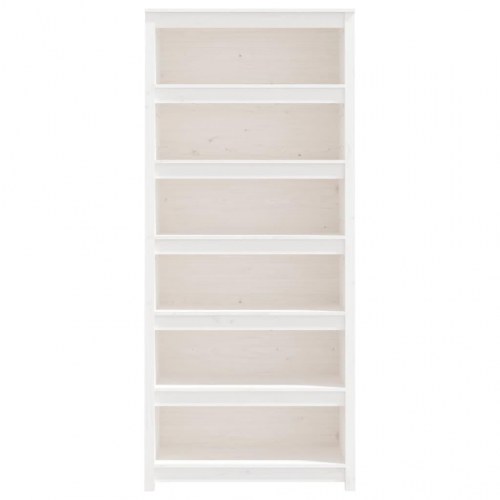 Bogreol 80x35x183 cm massivt fyrretræ hvid