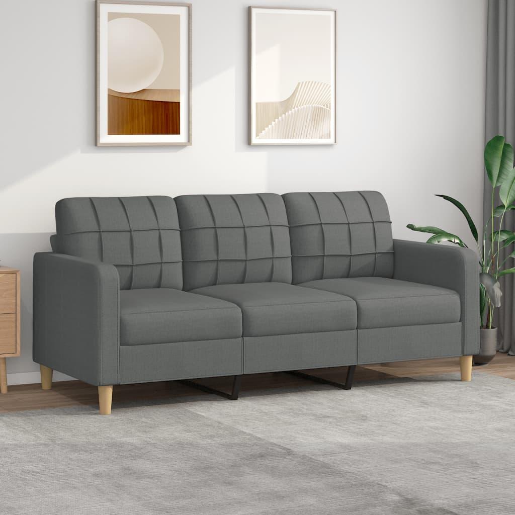 3 Personers Sofa 180 Cm Stof Mørkegrå