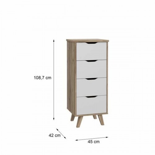Vankka Hrast kommode - 4 skuffer, 45 × 42 × 108 cm