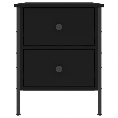 Sengebord 40 × 42 × 50 cm i konstrueret træ - sort, industrielt design med 2 skuffer