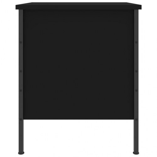 Sengebord 40 × 42 × 50 cm i konstrueret træ - sort, industrielt design med 2 skuffer