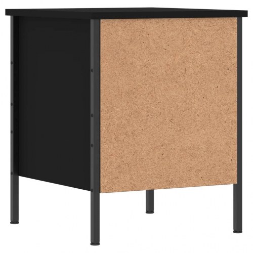 Sengebord 40 × 42 × 50 cm i konstrueret træ - sort, industrielt design med 2 skuffer