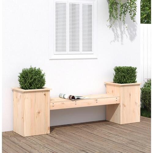 Bænk med plantekasser 184,5x39,5x56,5 cm massivt fyrretræ