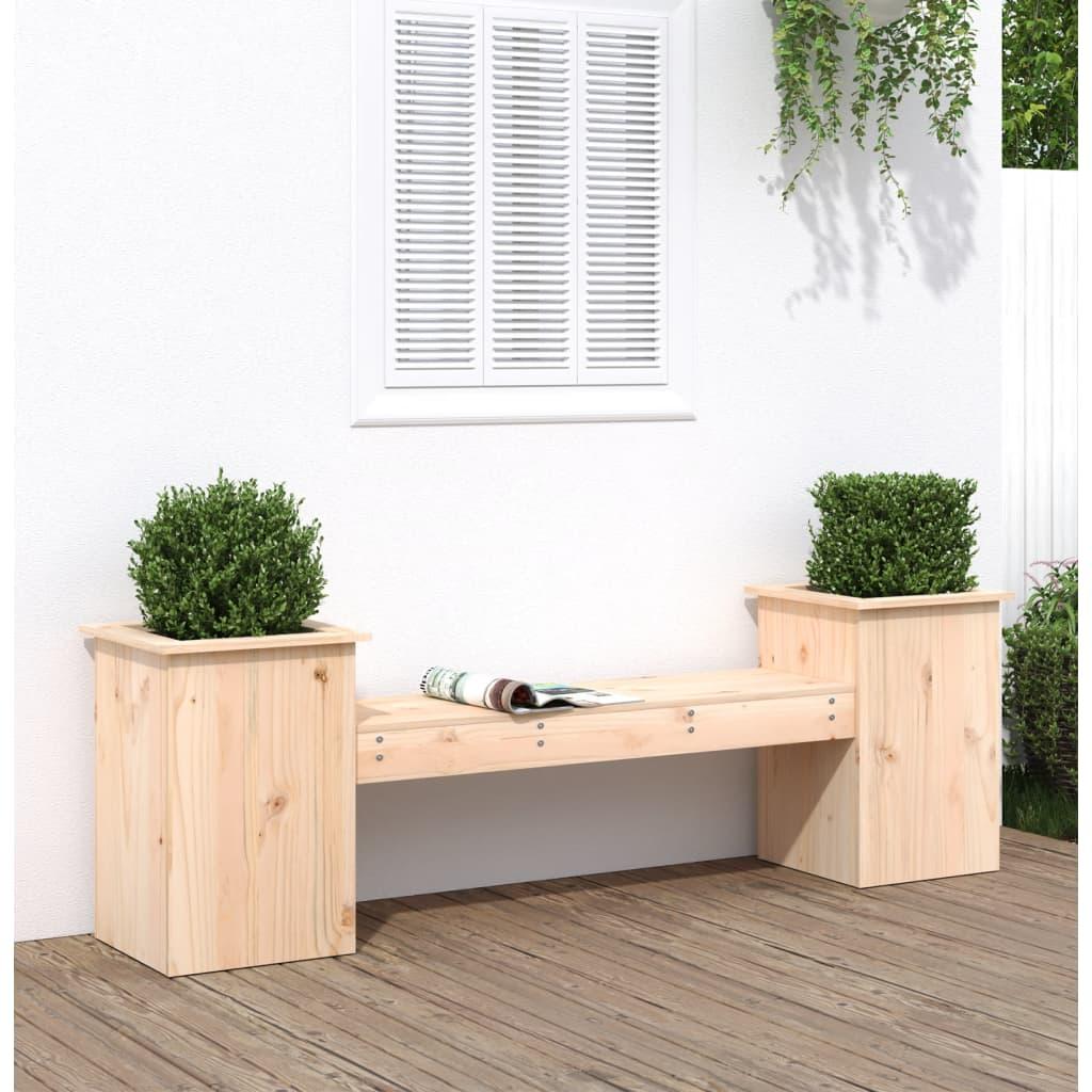 Bænk med plantekasser 184,5x39,5x56,5 cm massivt fyrretræ