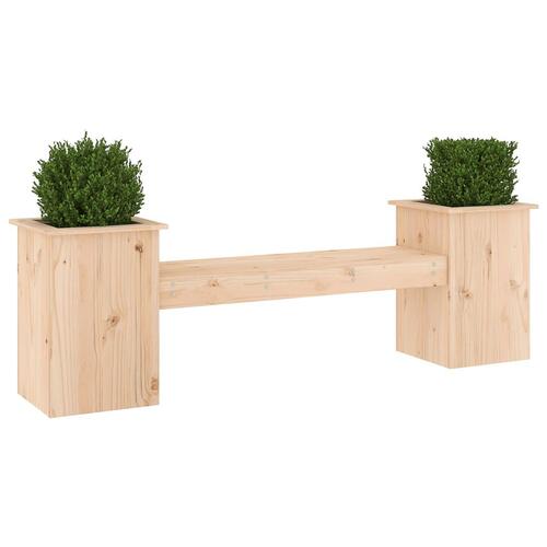 Bænk med plantekasser 184,5x39,5x56,5 cm massivt fyrretræ