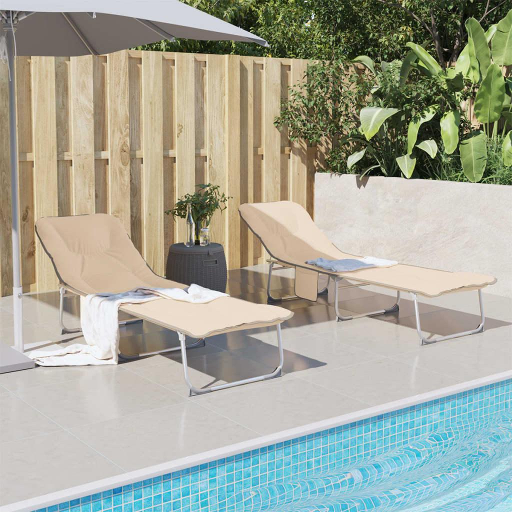 Foldbar liggestol stof beige