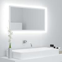 Badeværelsesspejl med LED-lys 80x8,5x37 cm akryl hvid