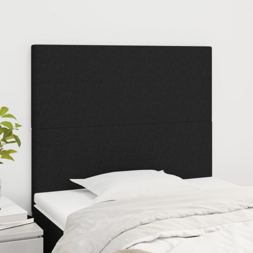 Sengegavl i sort stof - 80 x 5 x 118/128 cm