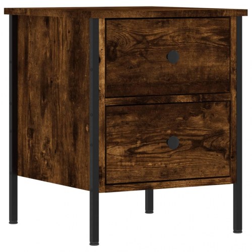 Sengebord i røget egetræsfarve - 40 × 42 × 50 cm, konstrueret træ, industrielt design