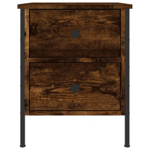 Sengebord i røget egetræsfarve - 40 × 42 × 50 cm, konstrueret træ, industrielt design