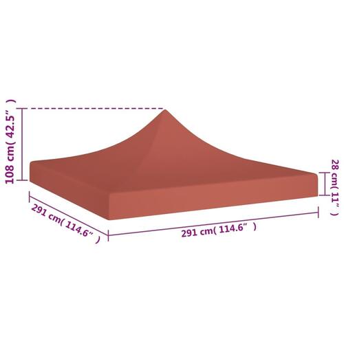 Tag til festtelt 3x3 m 270 g/m² terrakotta