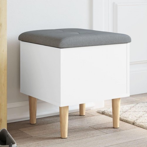 Opbevaringsbænk med hynde 42 x 42 x 46 cm hvid