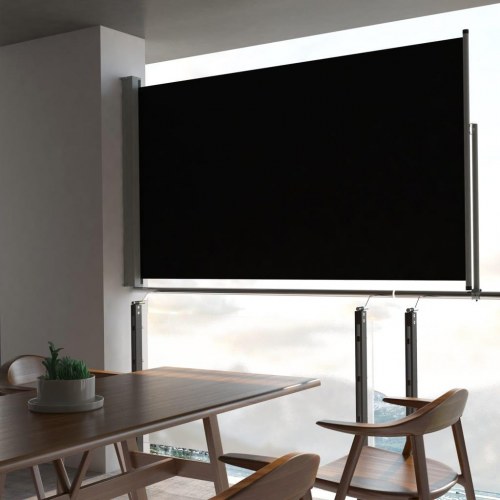 Sammenrullelig sidemarkise til terrasse/altan 140 × 300 cm - sort