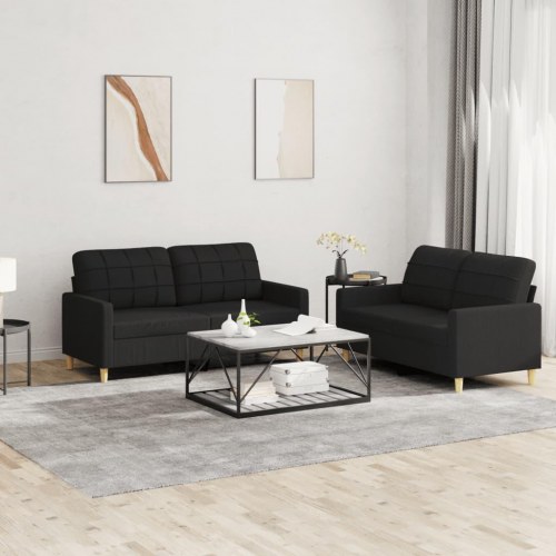 Sofasæt i stof - 2-personers + 2-personers, sort