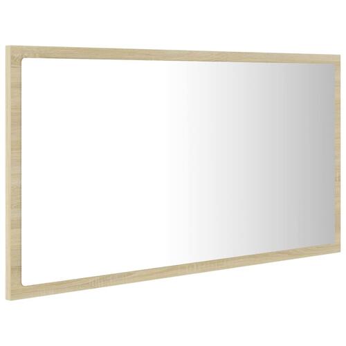 Badeværelsesspejl med LED-lys 80x8,5x37 cm akryl sonoma-eg