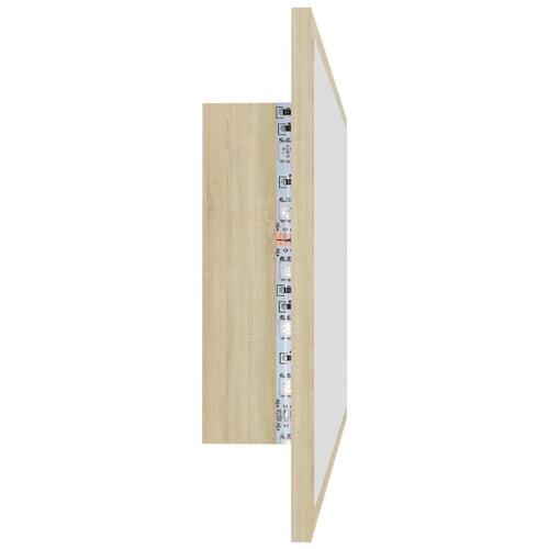 Badeværelsesspejl med LED-lys 80x8,5x37 cm akryl sonoma-eg