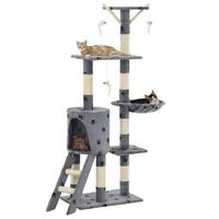 Kradsetræ til katte med sisal-kradsestolper 138 cm grå poteprint