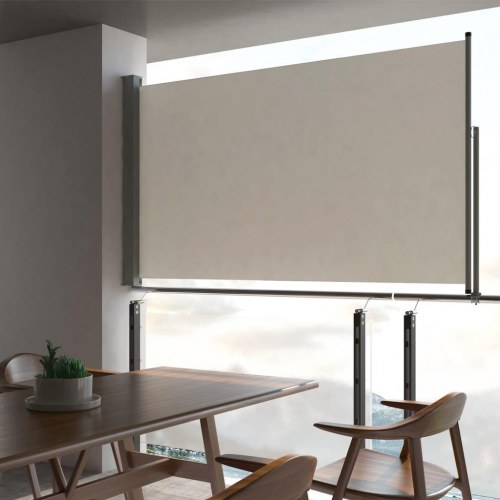 Sammenrullelig sidemarkise til terrasse/altan 140 × 300 cm - creme